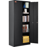 Storage Cabinets: VEVOR Metal Storage Cabinet with 2 Magnetic Doors and 4 Adjustable Shelves, 90 kg Capacity per Shelf, Locking Steel Storage Cabinet, 1.8 m Metal Cabinet with 3 Keys, for Office, Garage, Home, Black