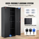 Storage Cabinets: VEVOR Metal Storage Cabinet with 2 Magnetic Doors and 4 Adjustable Shelves, 90 kg Capacity per Shelf, Locking Steel Storage Cabinet, 1.8 m Metal Cabinet with 3 Keys, for Office, Garage, Home, Black
