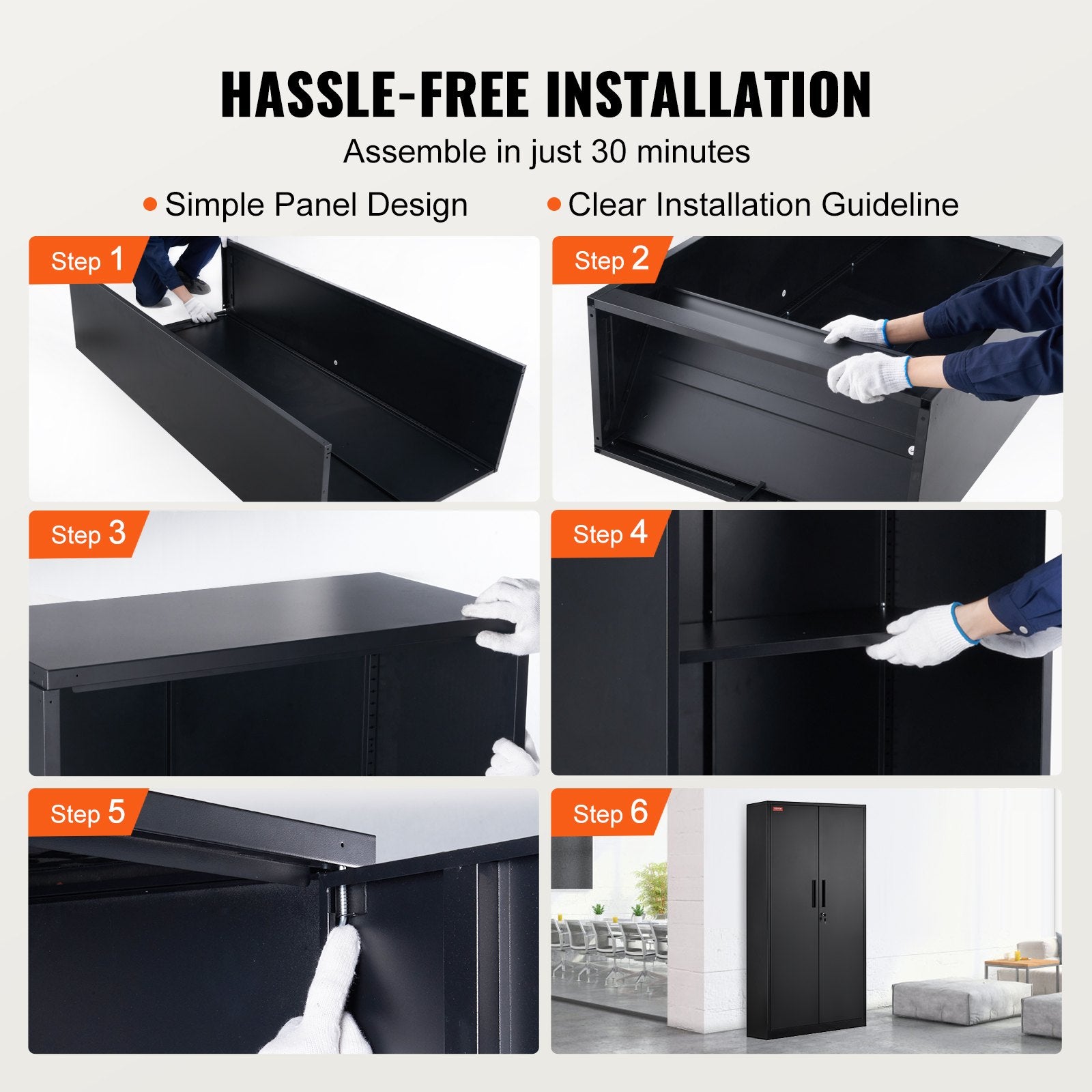 Storage Cabinets: VEVOR Metal Storage Cabinet with 2 Magnetic Doors and 4 Adjustable Shelves, 90 kg Capacity per Shelf, Locking Steel Storage Cabinet, 1.8 m Metal Cabinet with 3 Keys, for Office, Garage, Home, Black