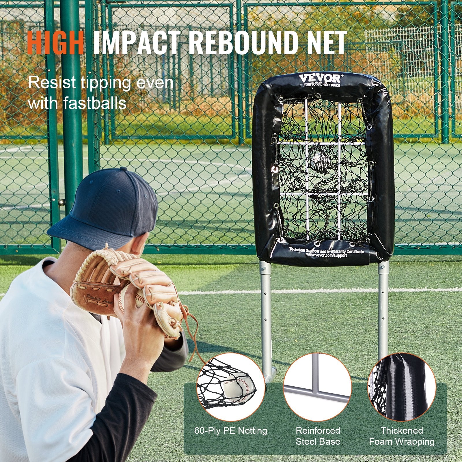 Basketball & Basketball Accessories: VEVOR 9 Hole Baseball Softball Pitching Net 9 Pocket Hitting Practice 21"x29"