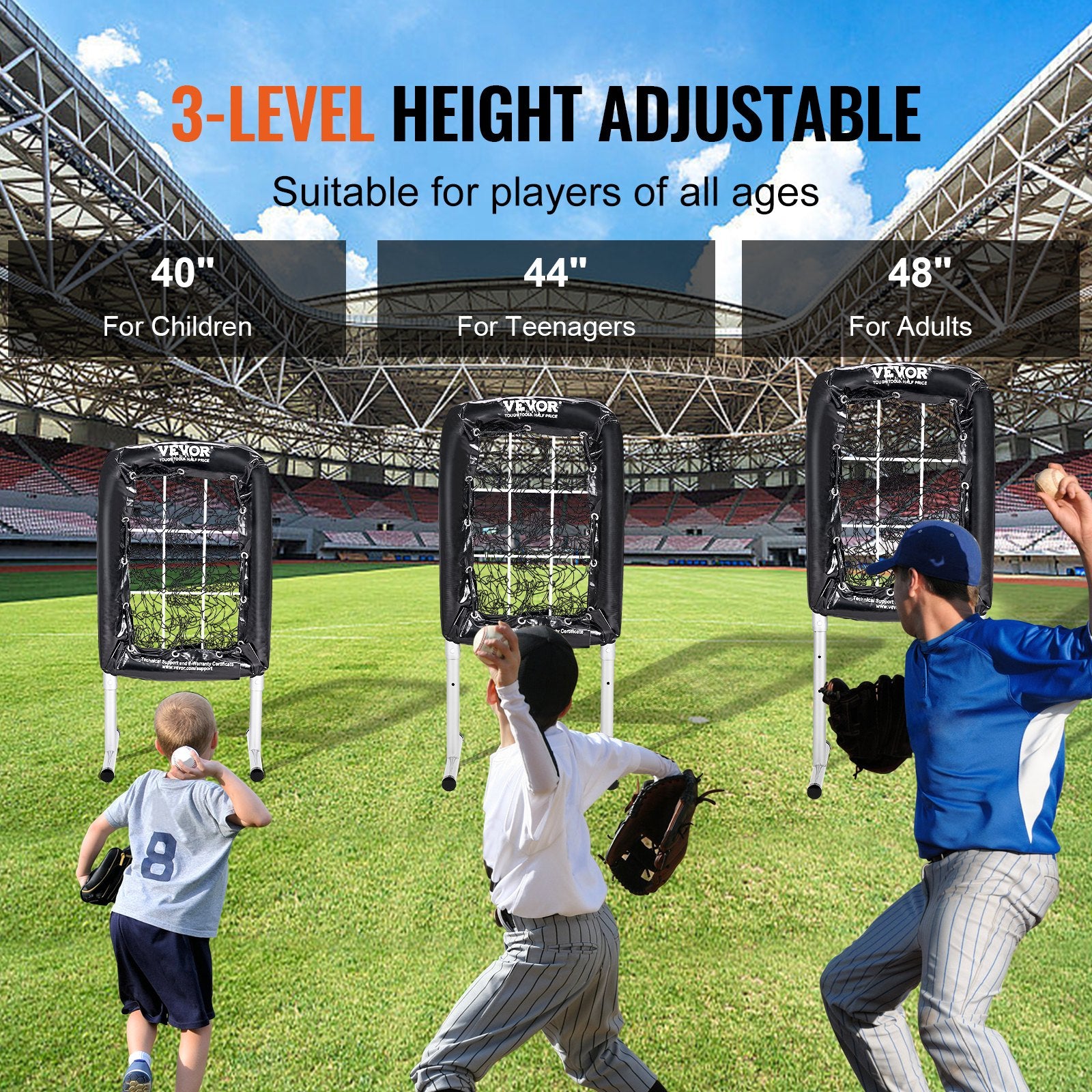 Basketball & Basketball Accessories: VEVOR 9 Hole Baseball Softball Pitching Net 9 Pocket Hitting Practice 21"x29"