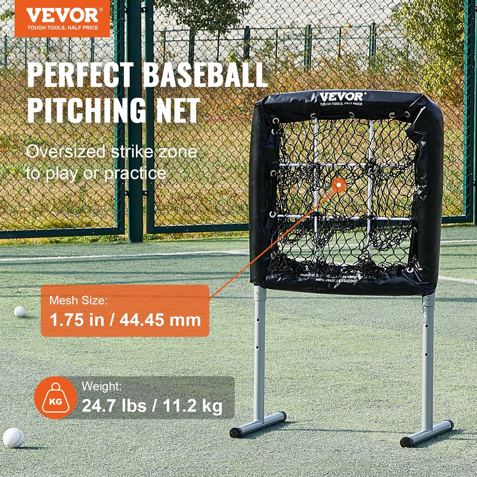 Basketball & Basketball Accessories: VEVOR 9 Hole Baseball Softball Pitching Net 9 Pocket Hitting Practice 28"x27"