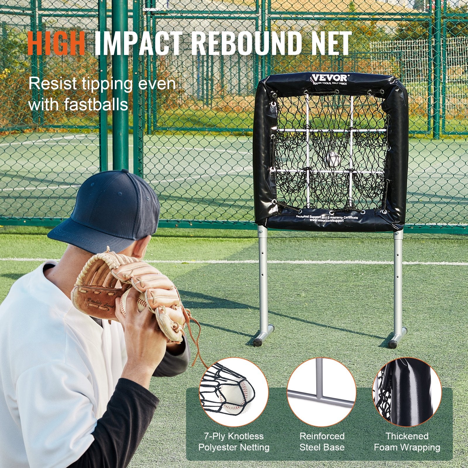 Basketball & Basketball Accessories: VEVOR 9 Hole Baseball Softball Pitching Net 9 Pocket Hitting Practice 28"x27"