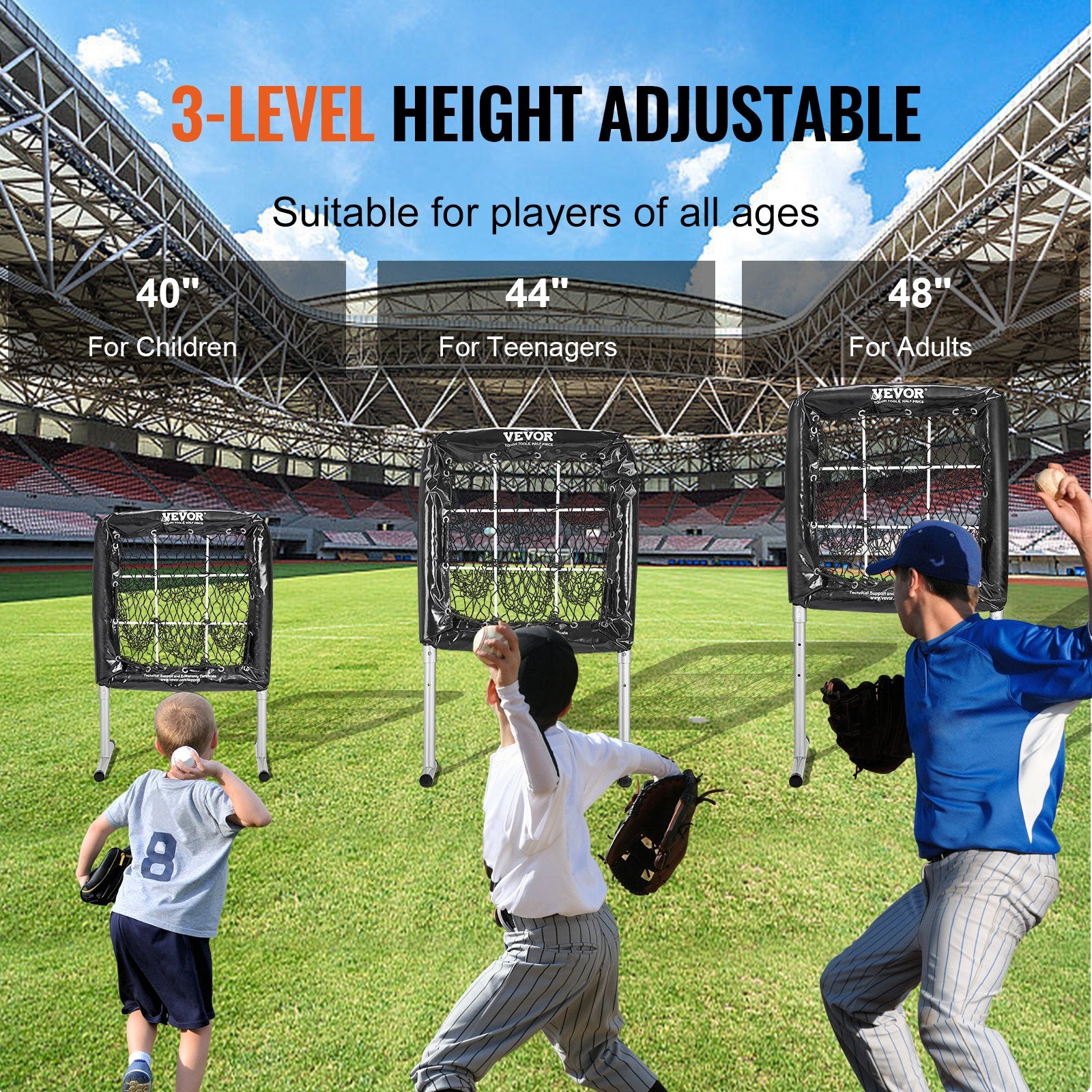 Basketball & Basketball Accessories: VEVOR 9 Hole Baseball Softball Pitching Net 9 Pocket Hitting Practice 28"x27"