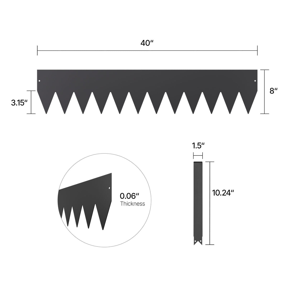 Steel Landscape Edging, 3 Packs 1016 x 203 mm Rust-Resistant Metal Landscape Edging, Bendable Garden Edging Border, Heavy Duty Lawn Edging, Easy-to-Install, Flower Bed Yard Pathway Divider Black