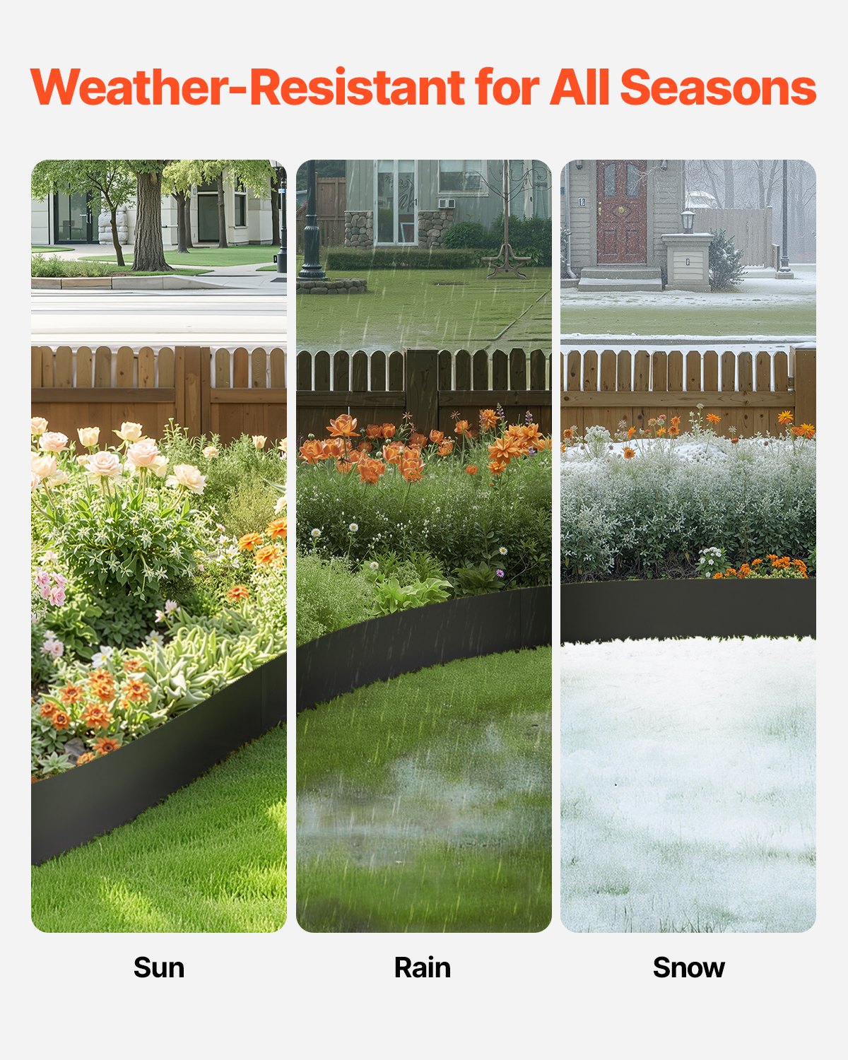 Garden Ornaments: VEVOR Steel Landscape Edging, 4 Packs 40 x 6 in Rust-Resistant Metal Landscape Edging, Bendable Garden Edging Border, Heavy Duty Lawn Edging, Easy-to-Install, Flower Bed Yard Pathway Divider Black