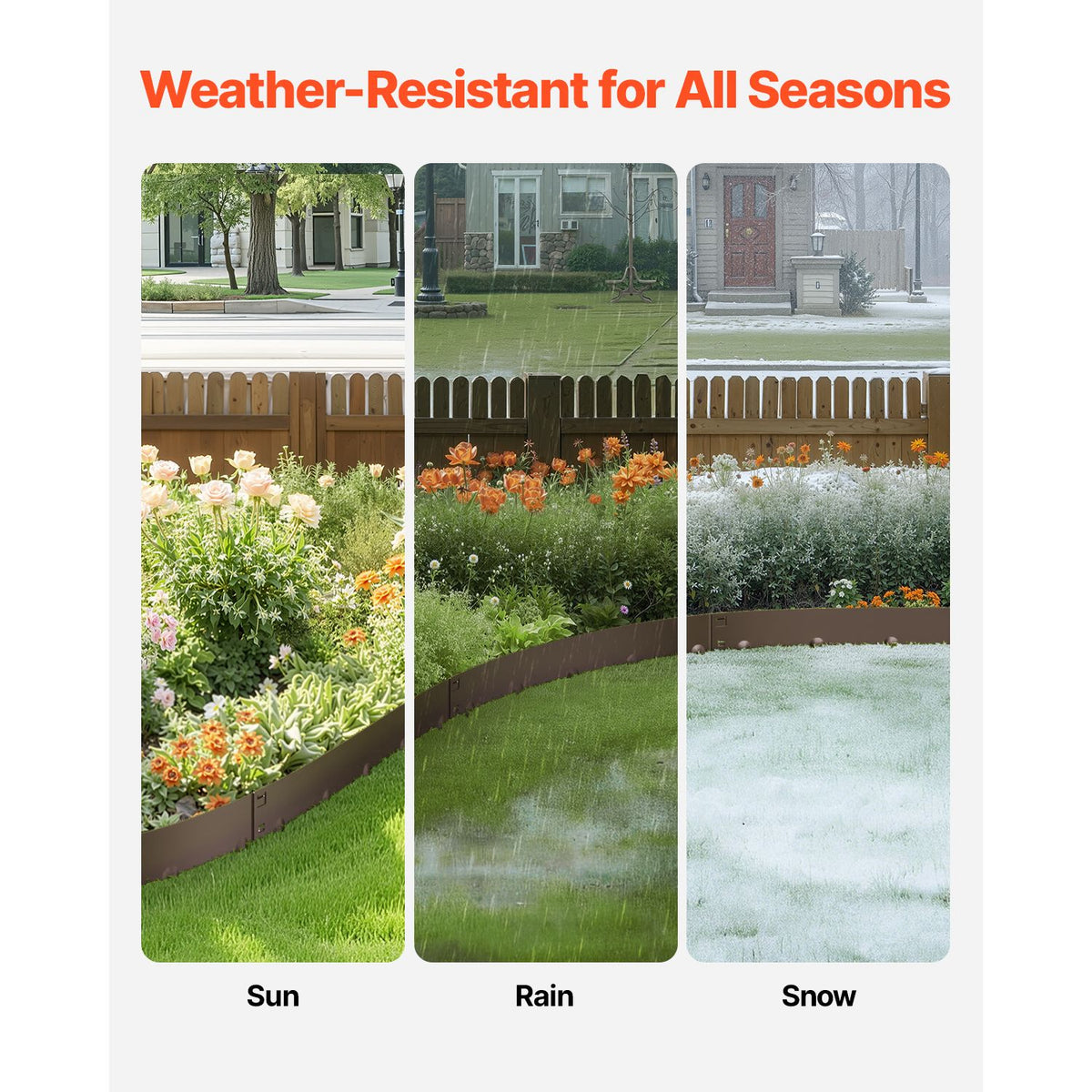 Steel Landscape Edging, 5 Packs 990 x 181 mm Rust-Resistant Metal Landscape Edging, Bendable Garden Edging Border, Heavy Duty Lawn Edging, Easy-to-Install, Flower Bed Yard Pathway Divider Brown
