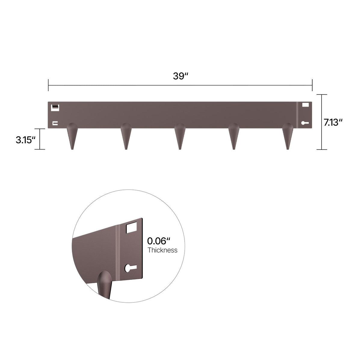 Steel Landscape Edging, 5 Packs 990 x 181 mm Rust-Resistant Metal Landscape Edging, Bendable Garden Edging Border, Heavy Duty Lawn Edging, Easy-to-Install, Flower Bed Yard Pathway Divider Brown