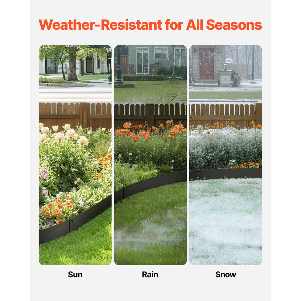 Steel Landscape Edging, 5 Packs 990 x 207 mm Rust-Resistant Metal Landscape Edging, Bendable Garden Edging Border, Heavy Duty Lawn Edging, Easy-to-Install, Flower Bed Yard Pathway Divider Black