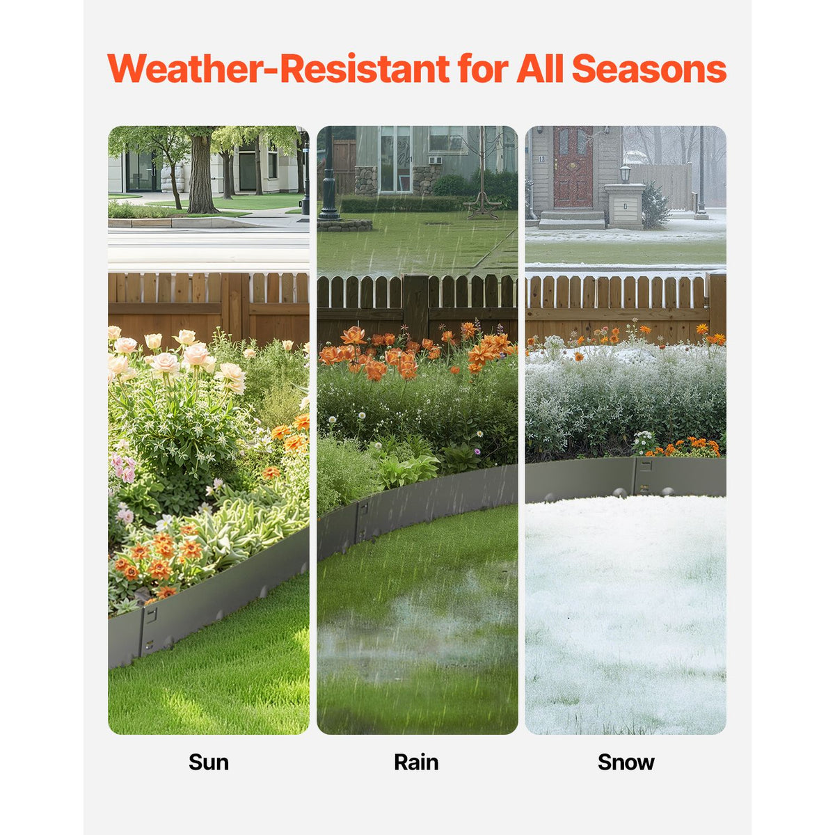 Steel Landscape Edging, 5 Packs 990 x 207 mm Rust-Resistant Metal Landscape Edging, Bendable Garden Edging Border, Heavy Duty Lawn Edging, Easy-to-Install, Flower Bed Yard Pathway Divider Dark Gray