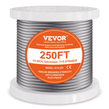 Automotive Repair & Speciality Tools: VEVOR Carbon Steel Cable 6.35 mm 7 x 19 Steel Wire Rope 76.2 m Cable Railing
