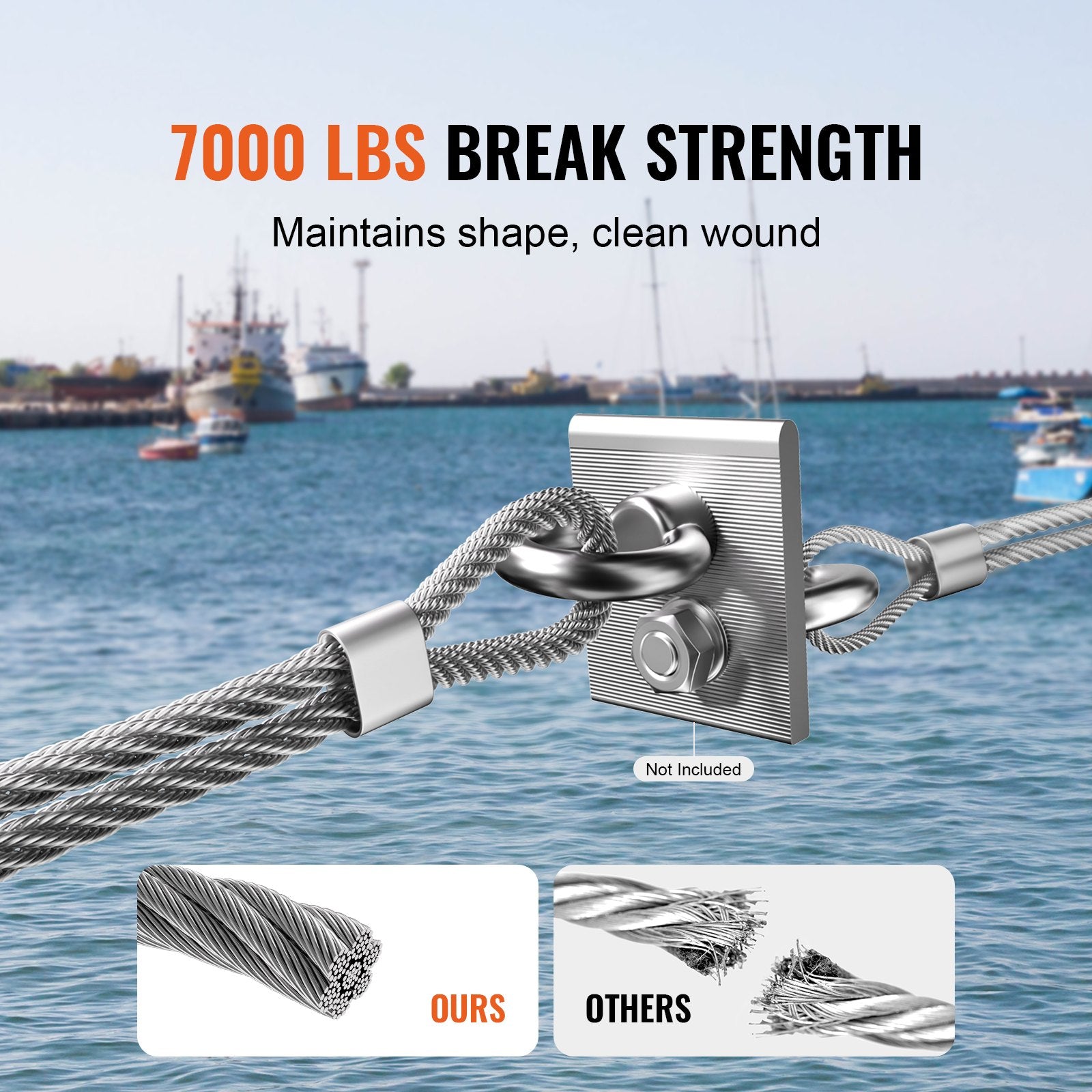 Automotive Repair & Speciality Tools: VEVOR Carbon Steel Cable 6.35 mm 7 x 19 Steel Wire Rope 76.2 m Cable Railing