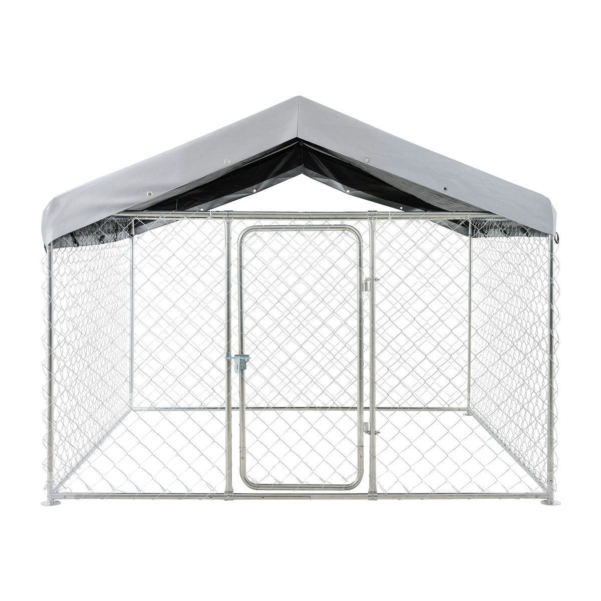 Outdoor Dog Kennel, 2 x 2 x 1.6 m Large Dog Kennel with Secure Lock, Outside Dogs Enclosures with UV-Resistant & Waterproof Roof Cover, Heavy Duty Pet Crate Cage Run for Large Dogs