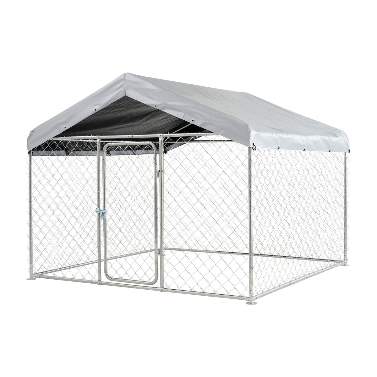 Outdoor Dog Kennel, 2 x 2 x 1.6 m Large Dog Kennel with Secure Lock, Outside Dogs Enclosures with UV-Resistant & Waterproof Roof Cover, Heavy Duty Pet Crate Cage Run for Large Dogs
