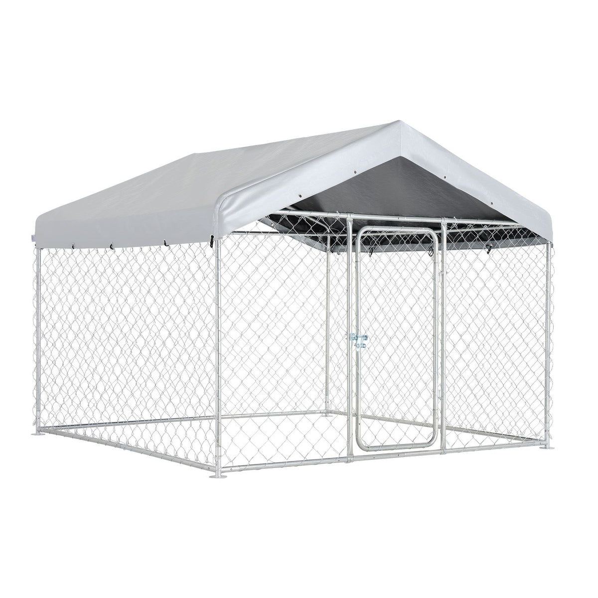 Outdoor Dog Kennel, 2 x 2 x 1.6 m Large Dog Kennel with Secure Lock, Outside Dogs Enclosures with UV-Resistant & Waterproof Roof Cover, Heavy Duty Pet Crate Cage Run for Large Dogs