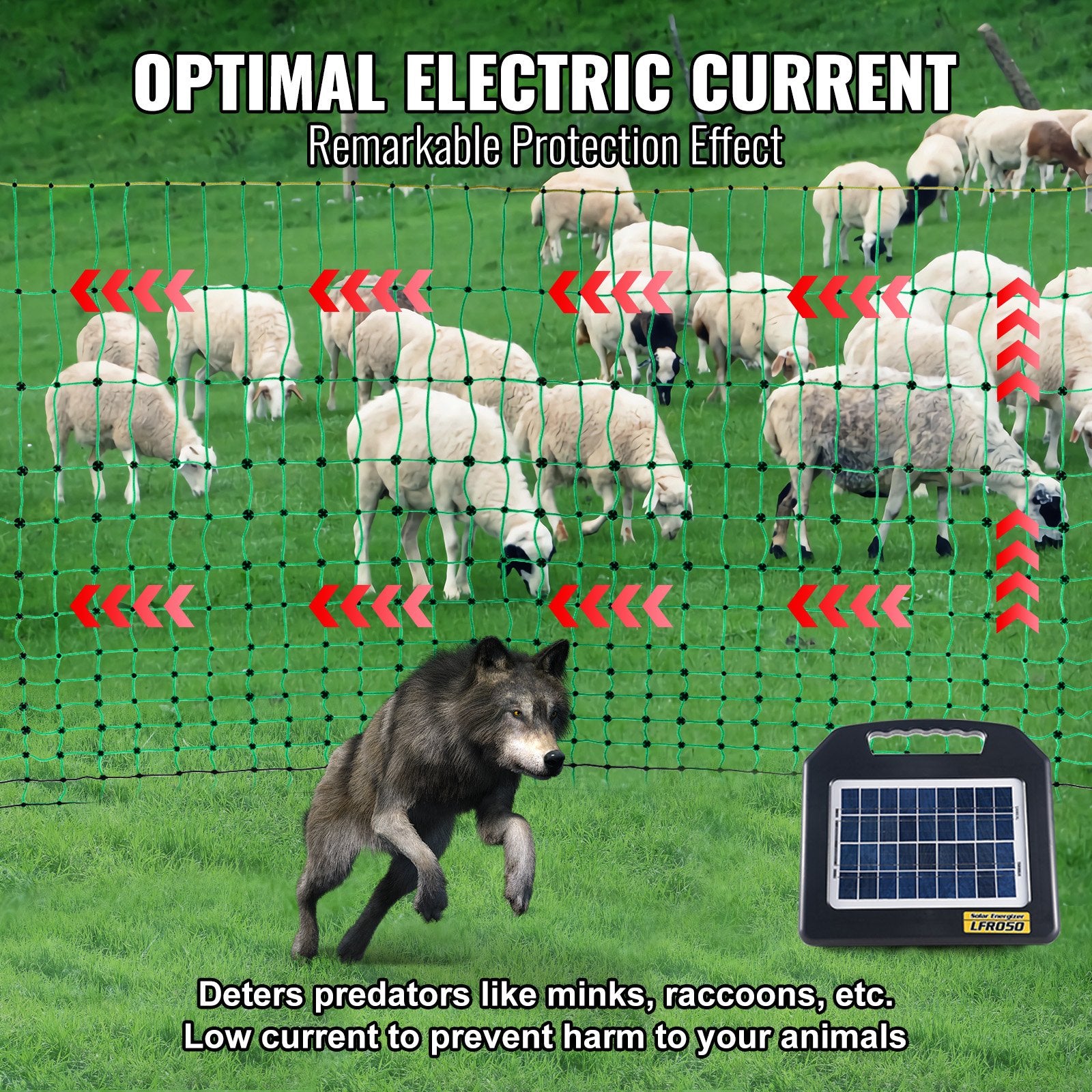 Fencing: VEVOR Electric Fence Netting, 1.06 x 49.98 m, PE Net Fencing with Posts & Double-Spiked Stakes, Utility Portable Mesh for Goats, Sheep, Lambs, Deer, Hogs, Dogs, Used in Backyards, Farms, and Ranches