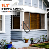 Door Hardware: VEVOR Handrails for Outdoor Steps, 18.9" Length 1.3"Pipe Wall Mount Safety Railings for 1-2 Steps, Stair Handrail with Matte Black Finished,for Garden,Yard and Garage & Elderly,Pregnant Women, Disable