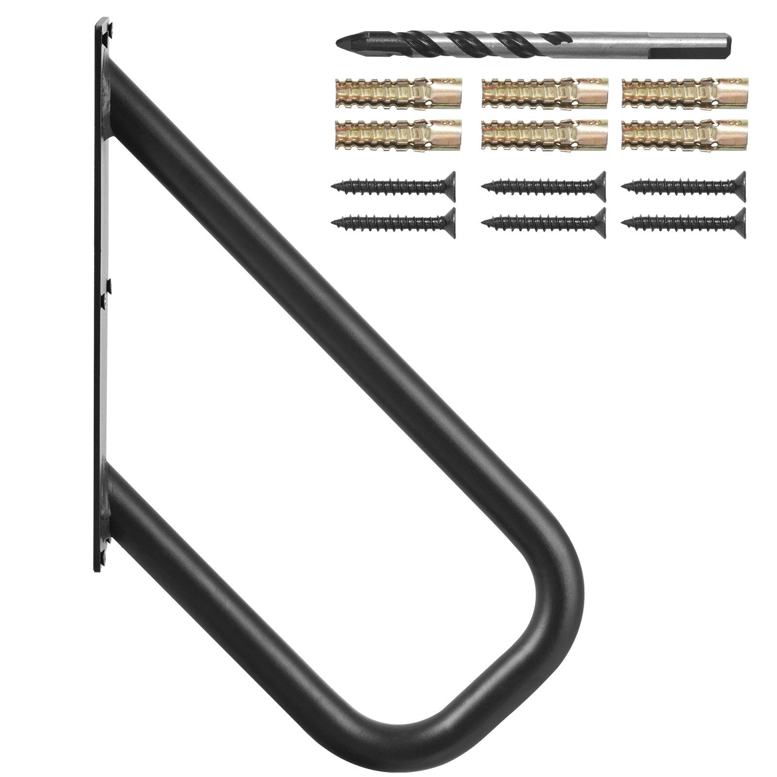 Door Hardware: VEVOR Handrails for Outdoor Steps, 18.9" Length 1.3"Pipe Wall Mount Safety Railings for 1-2 Steps, Stair Handrail with Matte Black Finished,for Garden,Yard and Garage & Elderly,Pregnant Women, Disable