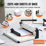 Putty Knives, Scrapers & Chisels: VEVOR Heavy Duty Paper Cutter, 304.8 mm Industrial Commercial Guillotine Paper Cutter for A4 Paper, 400 Sheet Capacity, Solid Steel Construction, Stack Paper Trimmer for Office Home School Shop, White