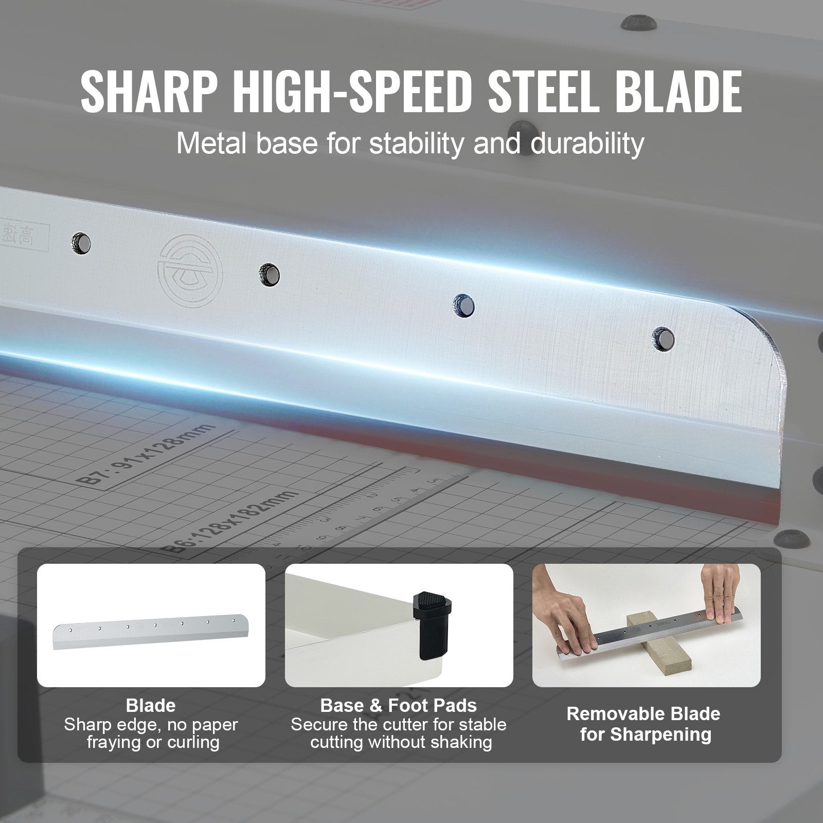 Putty Knives, Scrapers & Chisels: VEVOR Heavy Duty Paper Cutter, 304.8 mm Industrial Commercial Guillotine Paper Cutter for A4 Paper, 400 Sheet Capacity, Solid Steel Construction, Stack Paper Trimmer for Office Home School Shop, White
