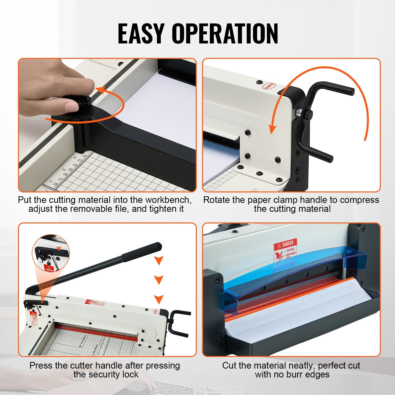 Putty Knives, Scrapers & Chisels: VEVOR Heavy Duty Paper Cutter, 304.8 mm Industrial Commercial Guillotine Paper Cutter for A4 Paper, 400 Sheet Capacity, Solid Steel Construction, Stack Paper Trimmer for Office Home School Shop, White