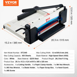 Putty Knives, Scrapers & Chisels: VEVOR Heavy Duty Paper Cutter, 304.8 mm Industrial Commercial Guillotine Paper Cutter for A4 Paper, 400 Sheet Capacity, Solid Steel Construction, Stack Paper Trimmer for Office Home School Shop, White