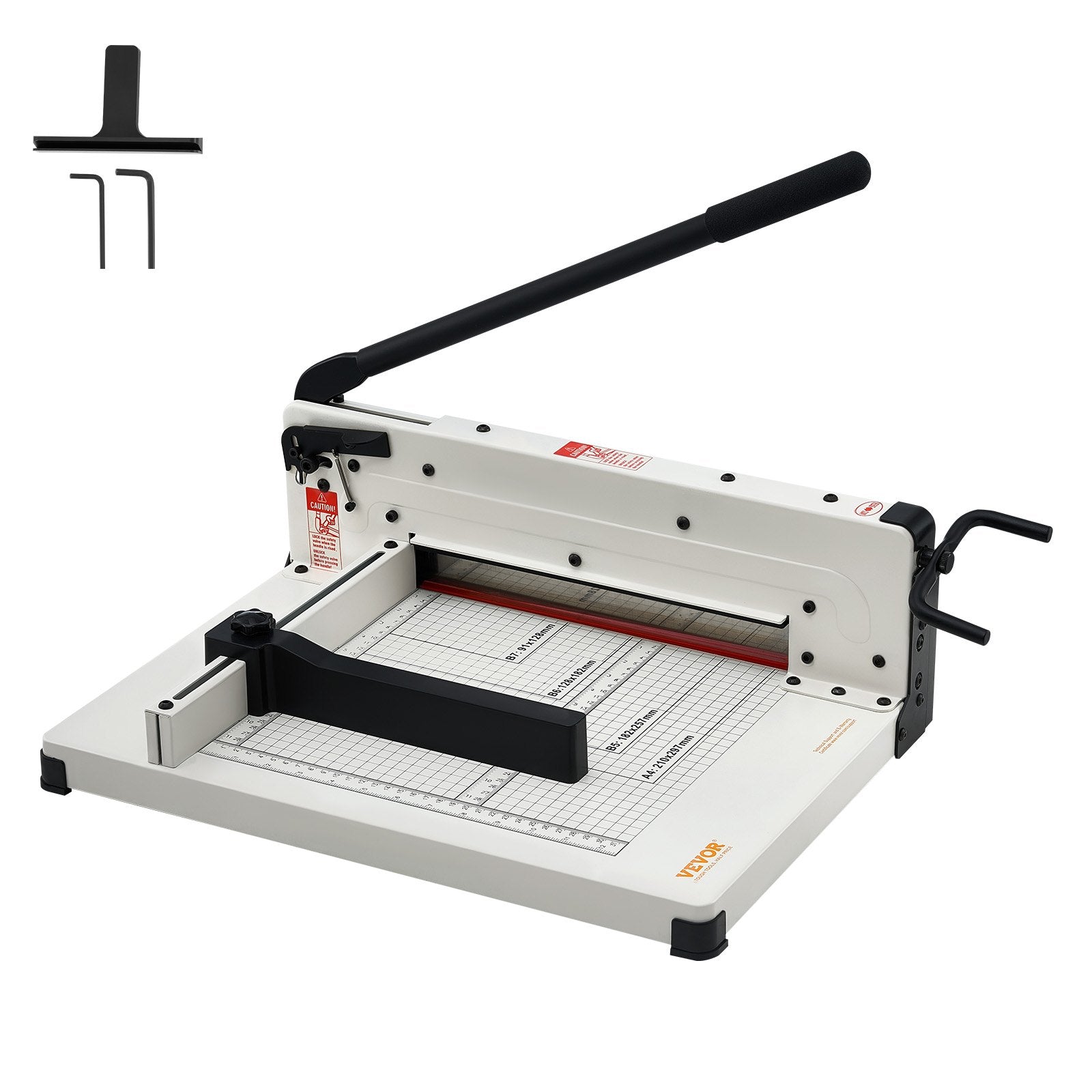 Putty Knives, Scrapers & Chisels: VEVOR Heavy Duty Paper Cutter, 304.8 mm Industrial Commercial Guillotine Paper Cutter for A4 Paper, 400 Sheet Capacity, Solid Steel Construction, Stack Paper Trimmer for Office Home School Shop, White