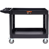 Kitchen & Dining Trolleys: VEVOR Utility Service Cart, 2 Shelf 550LBS Heavy Duty Plastic Rolling Utility Cart with 360° Swivel Wheels (2 with Brakes), Large Lipped Shelf, Ergonomic Storage Handle for Warehouse/Garage/Cleaning