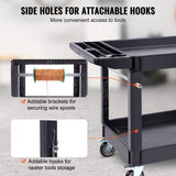 Kitchen & Dining Trolleys: VEVOR Utility Service Cart, 2 Shelf 550LBS Heavy Duty Plastic Rolling Utility Cart with 360° Swivel Wheels (2 with Brakes), Large Lipped Shelf, Ergonomic Storage Handle for Warehouse/Garage/Cleaning