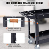 Kitchen & Dining Trolleys: VEVOR Utility Service Cart, 2 Shelf 550LBS Heavy Duty Plastic Rolling Utility Cart with 360° Swivel Wheels, Medium Lipped Shelf, Ergonomic Storage Handle for Warehouse/Garage/Cleaning/Office