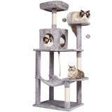 Cat Scratching Posts: VEVOR Cat Tree 143 cm Cat Tower with Cat Condo Sisal Scratching Post Light Grey