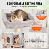 Cat Scratching Posts: VEVOR Cat Tree 143 cm Cat Tower with Cat Condo Sisal Scratching Post Light Grey