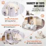 Cat Scratching Posts: VEVOR Cat Tree 143 cm Cat Tower with Cat Condo Sisal Scratching Post Light Grey