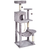 Cat Scratching Posts: VEVOR Cat Tree 143 cm Cat Tower with Cat Condo Sisal Scratching Post Light Grey