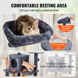Cat Scratching Posts: VEVOR Cat Tree 143 cm Cat Tower with Cat Condo Sisal Scratching Post Dark Grey