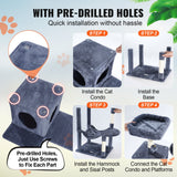 Cat Scratching Posts: VEVOR Cat Tree 143 cm Cat Tower with Cat Condo Sisal Scratching Post Dark Grey