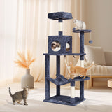 Cat Scratching Posts: VEVOR Cat Tree 143 cm Cat Tower with Cat Condo Sisal Scratching Post Dark Grey