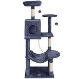Cat Scratching Posts: VEVOR Cat Tree 143 cm Cat Tower with Cat Condo Sisal Scratching Post Dark Grey