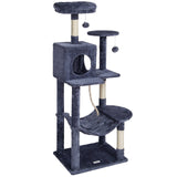 Cat Scratching Posts: VEVOR Cat Tree 143 cm Cat Tower with Cat Condo Sisal Scratching Post Dark Grey
