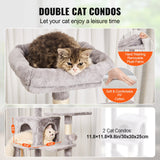 Cat Scratching Posts: VEVOR Cat Tree 160 cm Cat Tower with 2 Cat Condos Scratching Post Light Grey