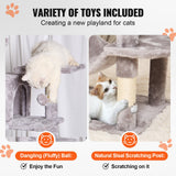 Cat Scratching Posts: VEVOR Cat Tree 160 cm Cat Tower with 2 Cat Condos Scratching Post Light Grey