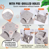Cat Scratching Posts: VEVOR Cat Tree 160 cm Cat Tower with 2 Cat Condos Scratching Post Light Grey