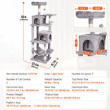 Cat Scratching Posts: VEVOR Cat Tree 160 cm Cat Tower with 2 Cat Condos Scratching Post Light Grey