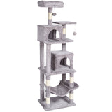 Cat Scratching Posts: VEVOR Cat Tree 160 cm Cat Tower with 2 Cat Condos Scratching Post Light Grey
