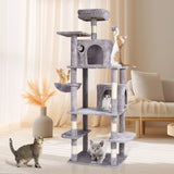 Cat Scratching Posts: VEVOR Cat Tree 174 cm Cat Tower with Cat Condos Sisal Scratching Post Light Grey