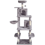 Cat Scratching Posts: VEVOR Cat Tree 174 cm Cat Tower with Cat Condos Sisal Scratching Post Light Grey
