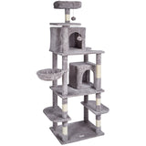 Cat Scratching Posts: VEVOR Cat Tree 174 cm Cat Tower with Cat Condos Sisal Scratching Post Light Grey