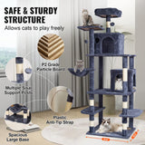 Cat Scratching Posts: VEVOR Cat Tree 174 cm Cat Tower with Cat Condos Sisal Scratching Post Dark Grey