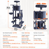 Cat Scratching Posts: VEVOR Cat Tree 174 cm Cat Tower with Cat Condos Sisal Scratching Post Dark Grey