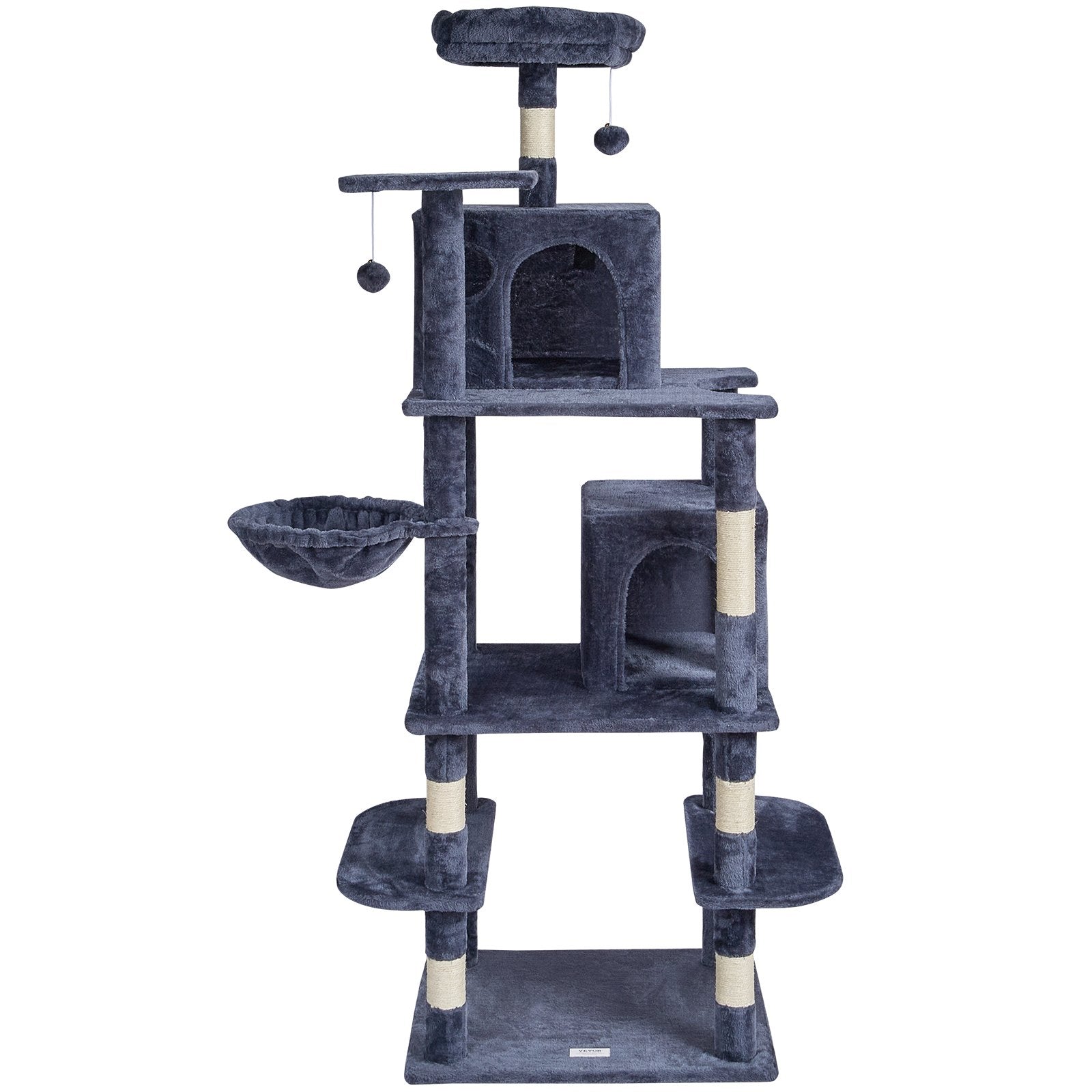 Cat Scratching Posts: VEVOR Cat Tree 174 cm Cat Tower with Cat Condos Sisal Scratching Post Dark Grey